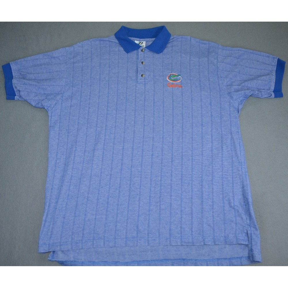 Vintage Florida Gators Polo Shirt Mens Size XL Blue Striped Dynasty